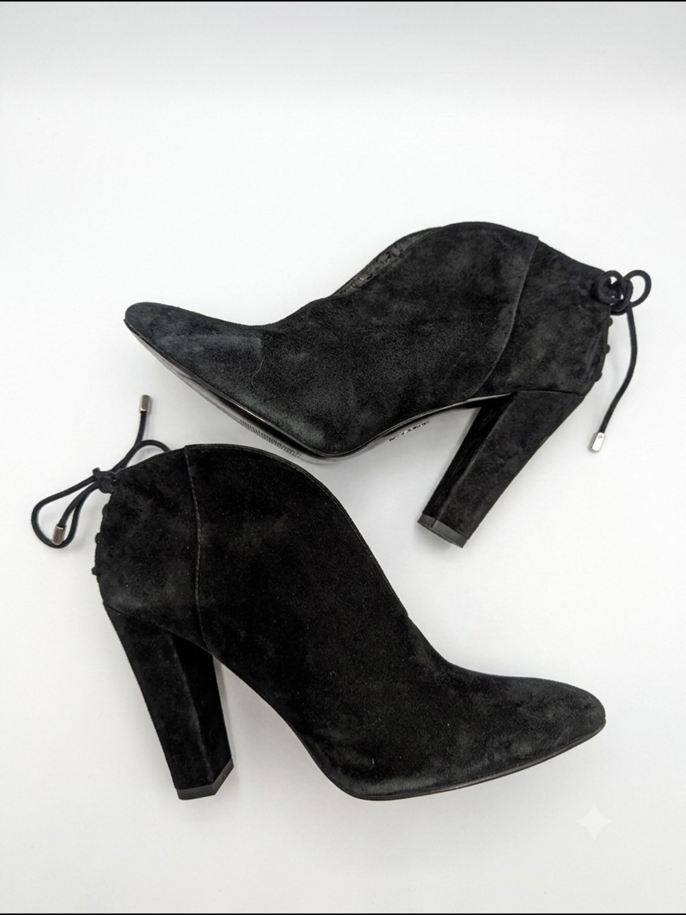 Vince Camuto Black Suede Lace-Back Ankle Booties
